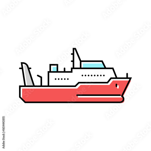 marine research vessel world ocean color icon vector illustration