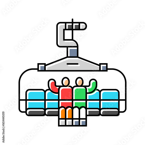 chairlift skier mountain skiing color icon vector illustration