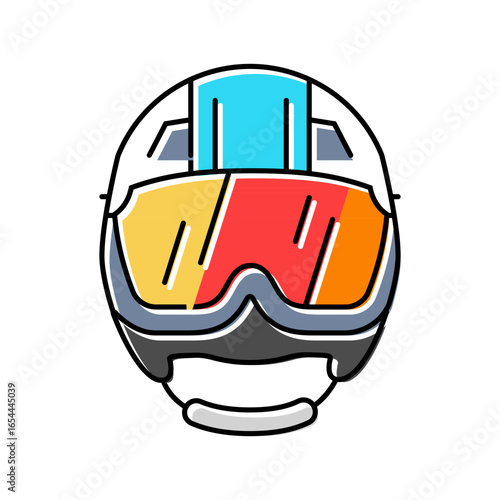 helmet mountain skiing color icon vector illustration