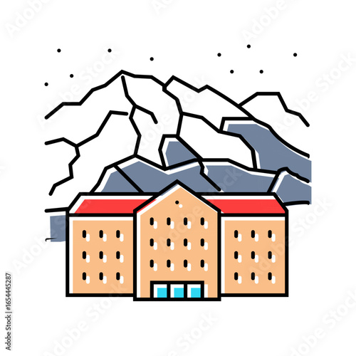 resort mountain skiing color icon vector illustration