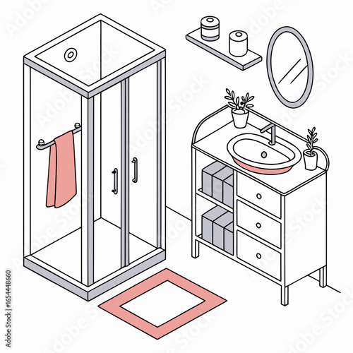 vector illustration of furniture bathroom