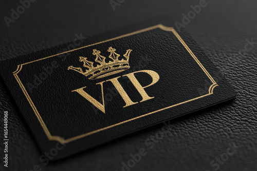 
Golden elegant vip card template. Modern business card for members only. Royal design with  text, golden crown. Luxury abstract invitation on black background.