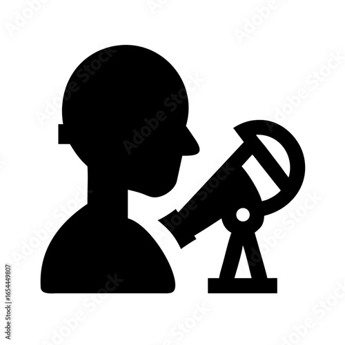 silhouette astronomer hand drawing icon for web and graphic design
