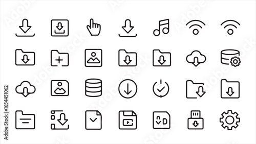 Digital file and data management icon set download