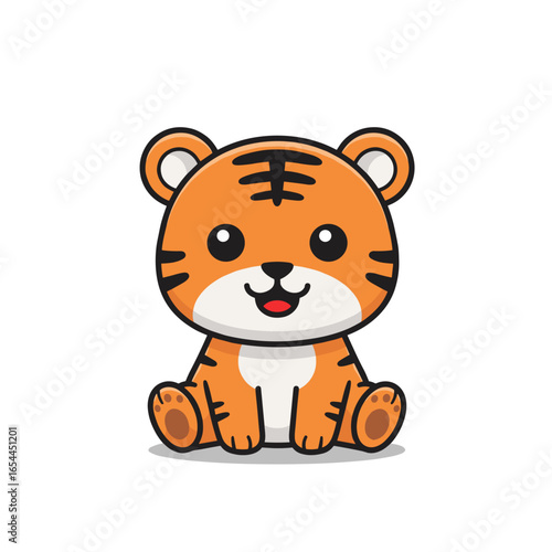 Small tiger cub sitting cartoon vector