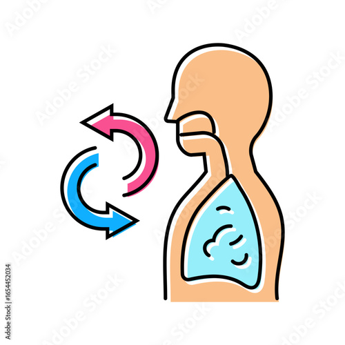 breathing exercise arrows recovery wellness color icon vector illustration