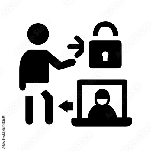 silhouette security breach hand drawing icon for web and graphic design