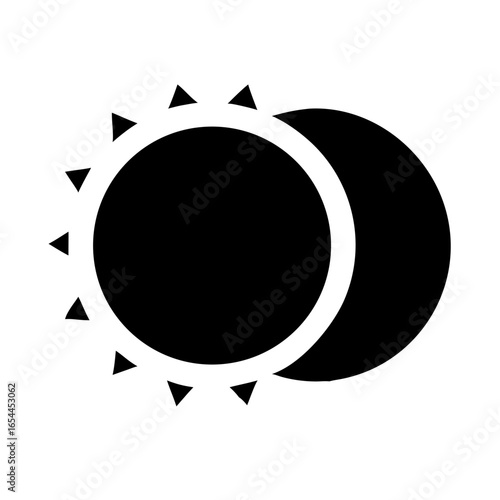 silhouette solar eclipse hand drawing icon for web and graphic design