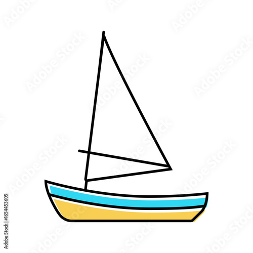 skiff sailing sport color icon vector illustration