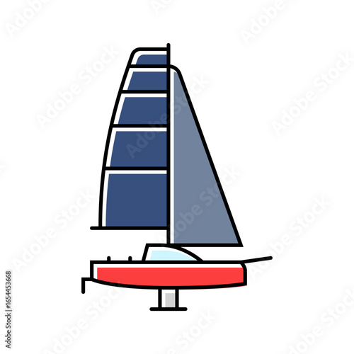 racing yacht sailing sport color icon vector illustration