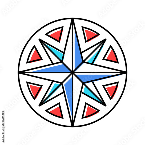 compass rose sailing sport color icon vector illustration