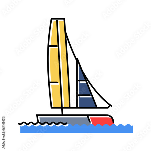 yacht race sailing sport color icon vector illustration