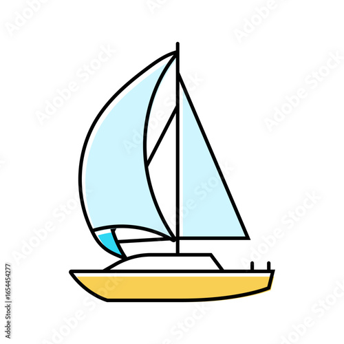 spinnaker sail sailing sport color icon vector illustration