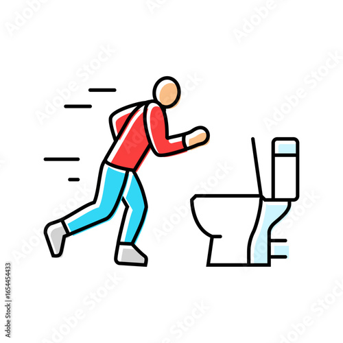 running toilet diarrhea color icon vector illustration