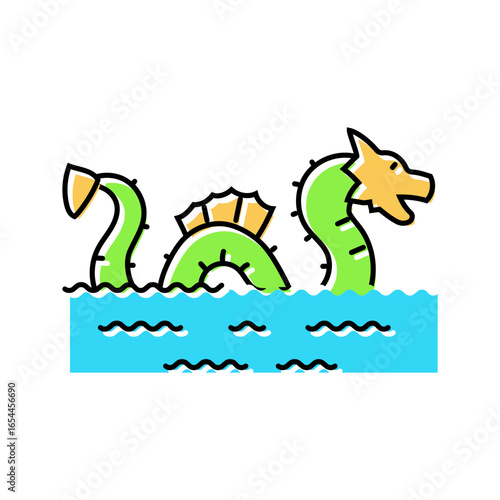 sea monster mythological representation color icon vector illustration