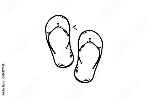 Flip-Flops line hand drawn icon sketch vector illustration