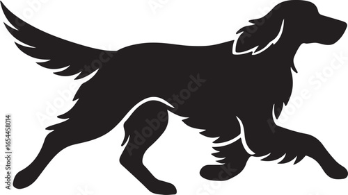 Silhouette of Irish Setter dog running vector graphic design