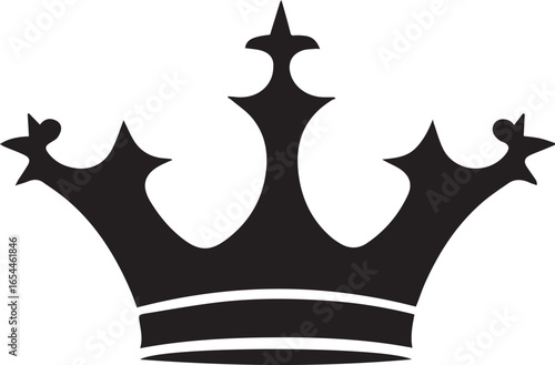 Simple black crown graphic for royalty themed designs 
