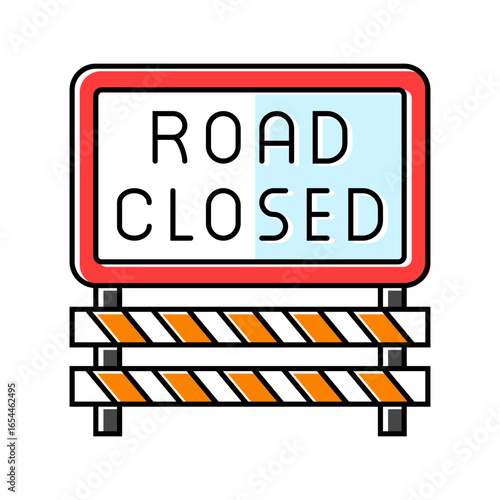 detours road closures car driving obstacles color icon vector illustration