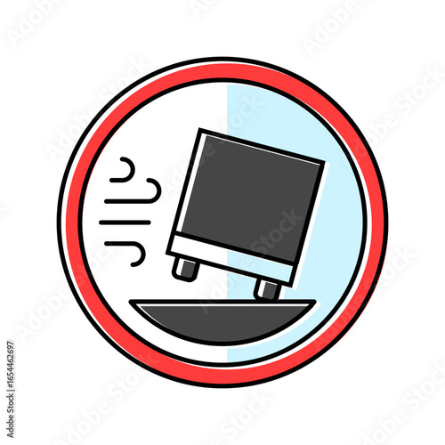 strong winds car driving obstacles color icon vector illustration