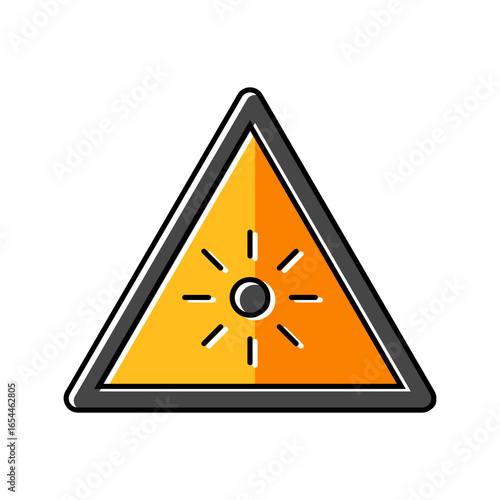 blinding sunlight car driving obstacles color icon vector illustration