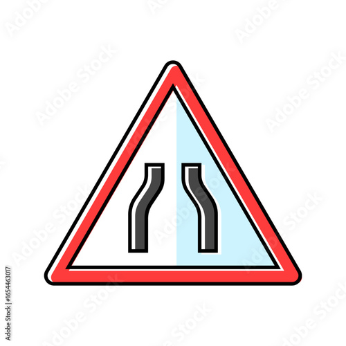 narrow roads car driving obstacles color icon vector illustration