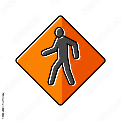 pedestrians crossing car driving obstacles color icon vector illustration