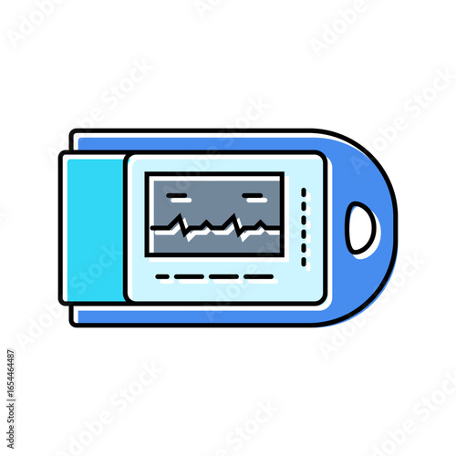 pulse oximeter cardiology accessories color icon vector illustration