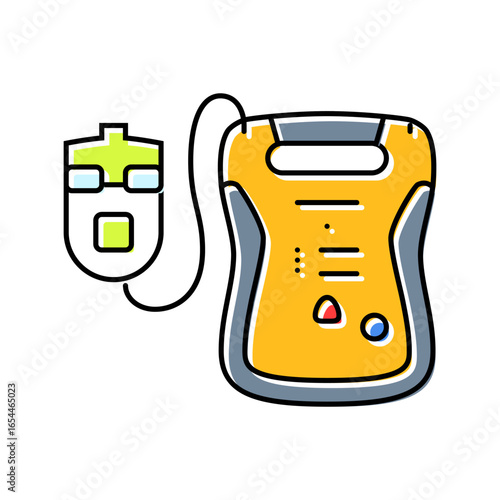 aed automated external defibrillator color icon vector illustration