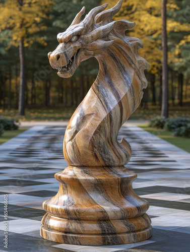 Wooden Dragon Chess Piece