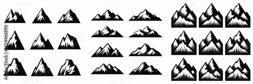 Mountain Silhouette Set Simple Black and White Mountain Icons for Design Projects