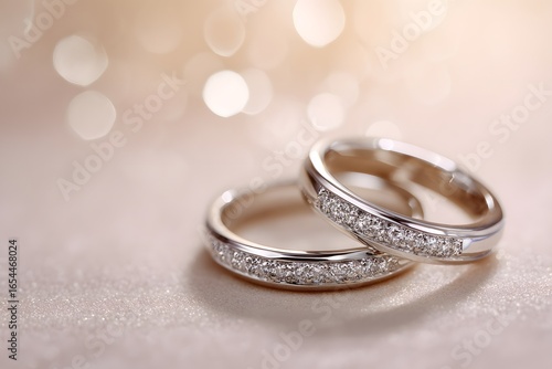 Two sparkling rings on a soft, blurred background.