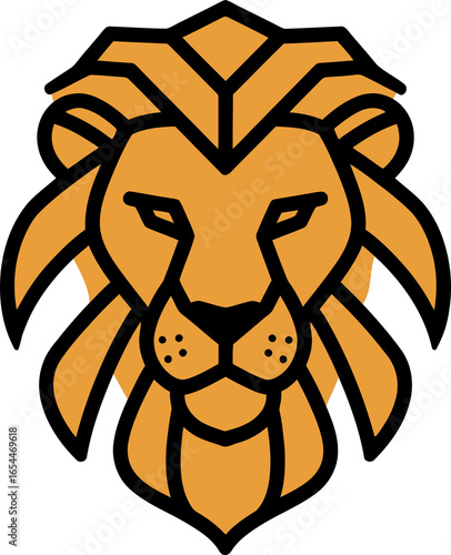 Lion head logo design with geometric mane