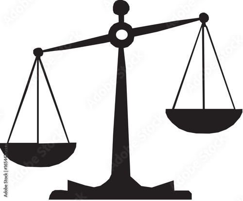 Scales of justice icon set. Law and legal symbol collection. Simple line and silhouette style. Balance, equality, court, lawyer, judgment vector illustration. On white background.