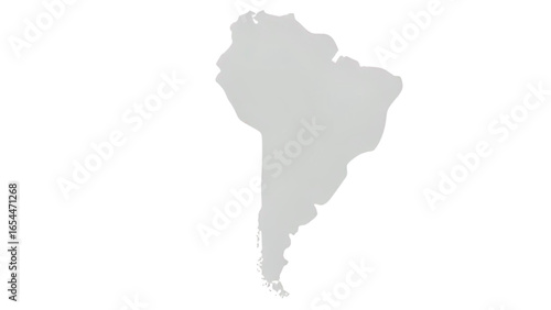 A gray silhouette of the South American continent against a white background.