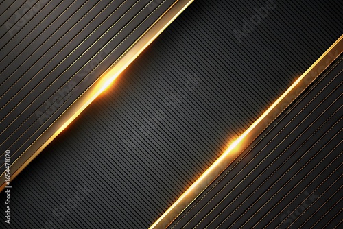 Golden Stripes Across Black Textured Background with Radiant Shine