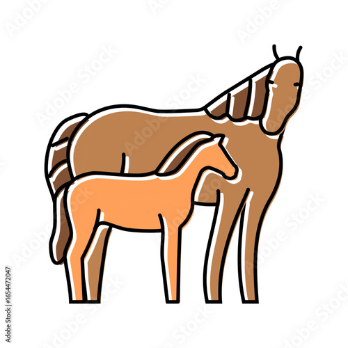 foal mare horse breeding color icon vector illustration