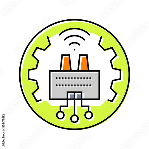 smart factory industry 5 color icon vector illustration