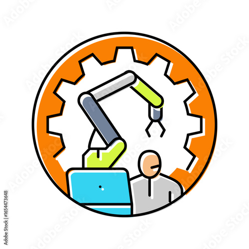 cobots collaborative robots industry 5 color icon vector illustration