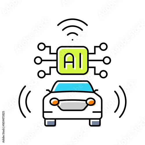 autonomous vehicles industry 5 color icon vector illustration