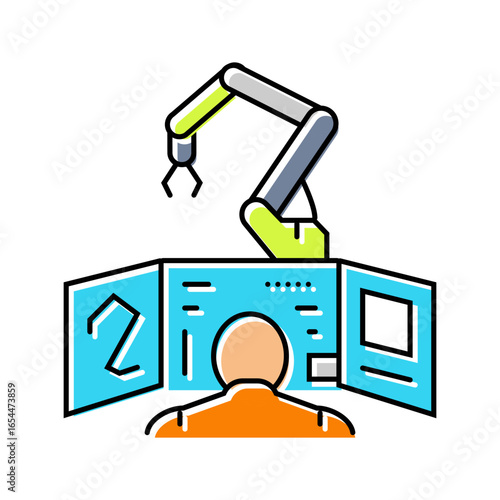 advanced robotics control panel color icon vector illustration