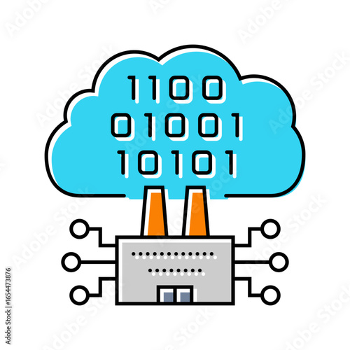 cloud computing industry 5 color icon vector illustration