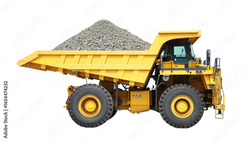 Obraz premium Yellow Dump Truck Isolated on White Background