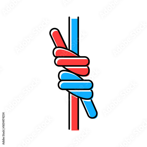 double sheet bend nautical knot color icon vector illustration