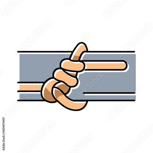 timber hitch nautical knot color icon vector illustration