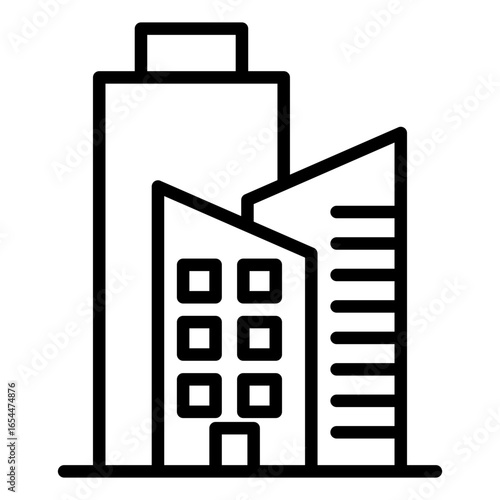 Hotel Icon Vector Illustration Line Version