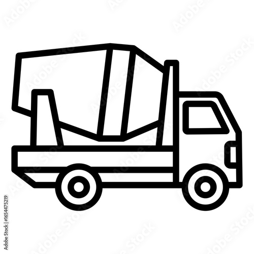 Mixer Truck Icon Vector Illustration Line Version