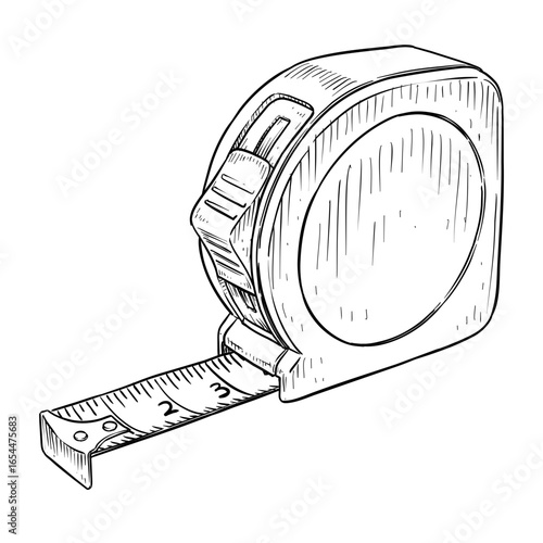 measuring tape vector line art hand drawn illustration