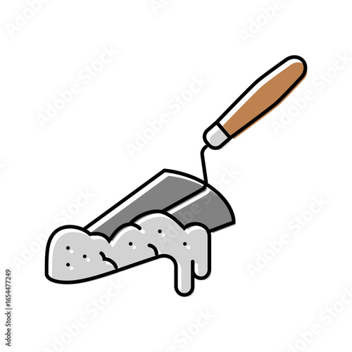 trowel cement concrete color icon vector illustration