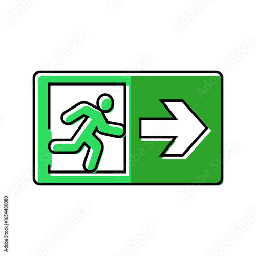 emergency exit information color icon vector illustration